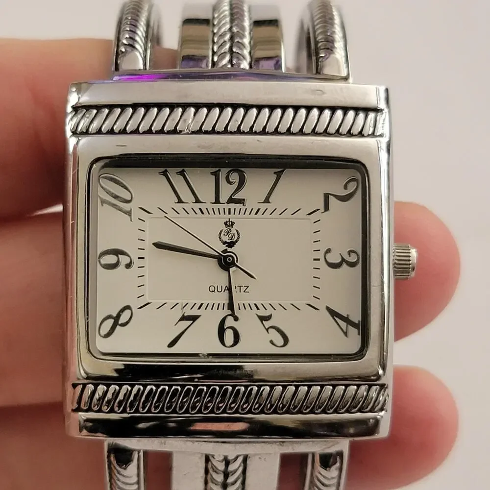 Womens Watch White Dial 33mm Silver Case Silver Bangle Bracelet Quartz Analog